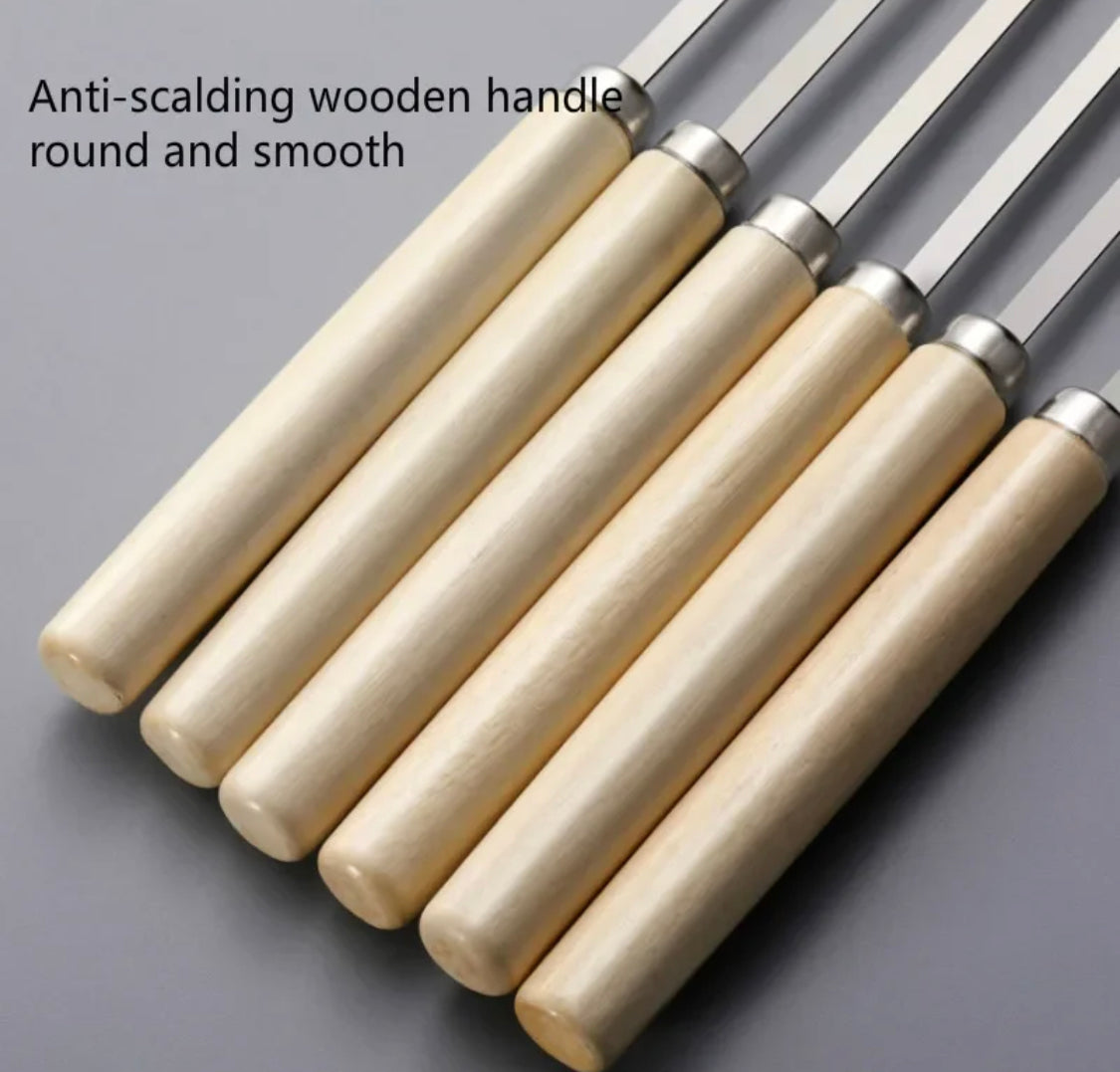 6 Pcs Barbecue Skewers Wooden Bbq Sticks