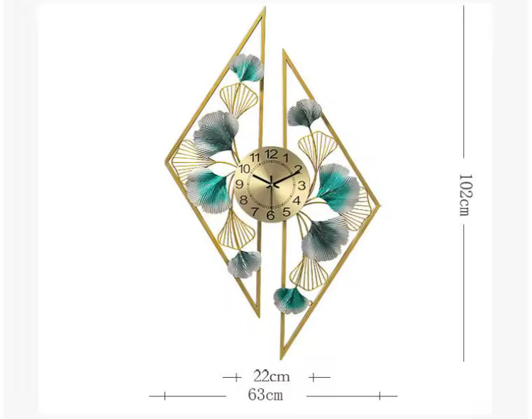 Golden Leaf Metal Wall Clock