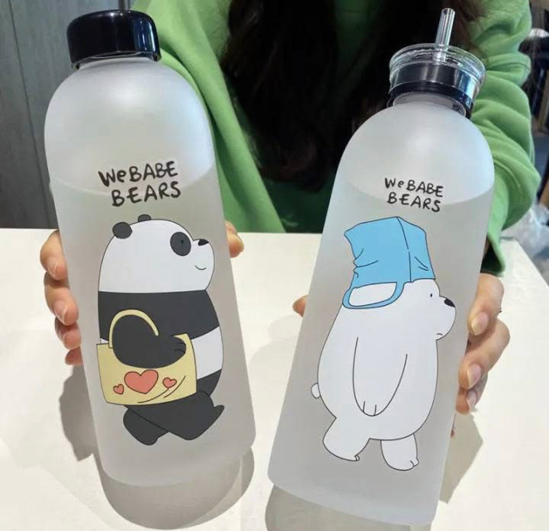 1000ml Bear Water Bottle with Straw
