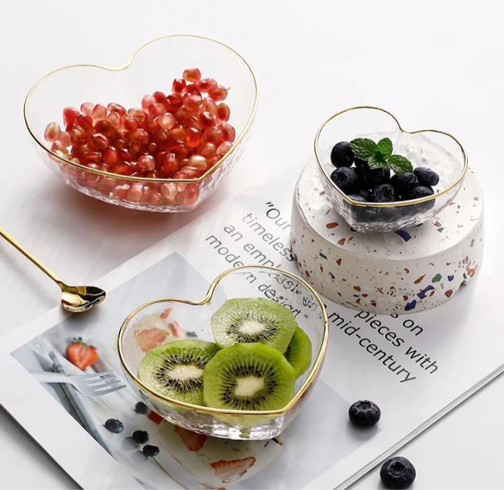 3 Pcs Heart Shape Acrylic Bowl Set