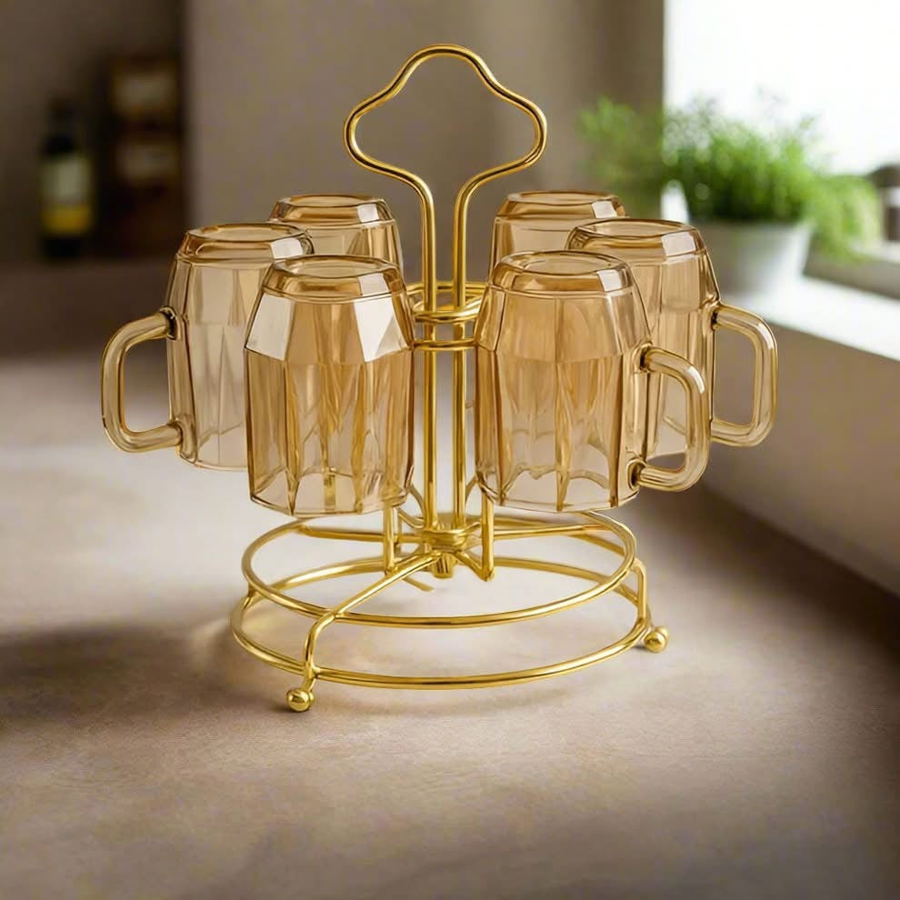 Golden Rotating Glass Stand