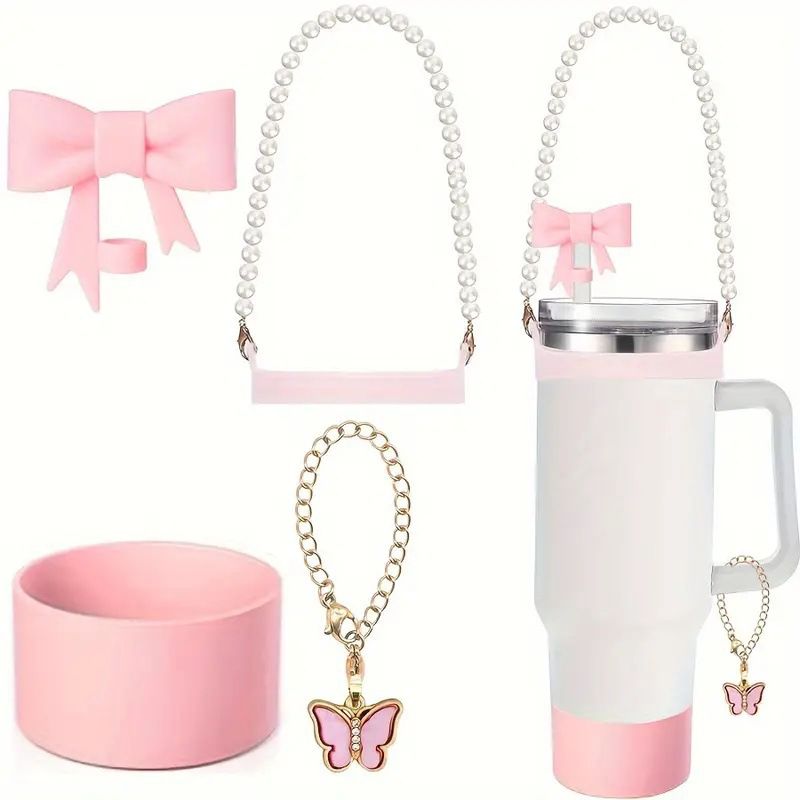 4 Pcs Accesories for Tumbler (Straw cover, Keychain, pearl holder and protector)