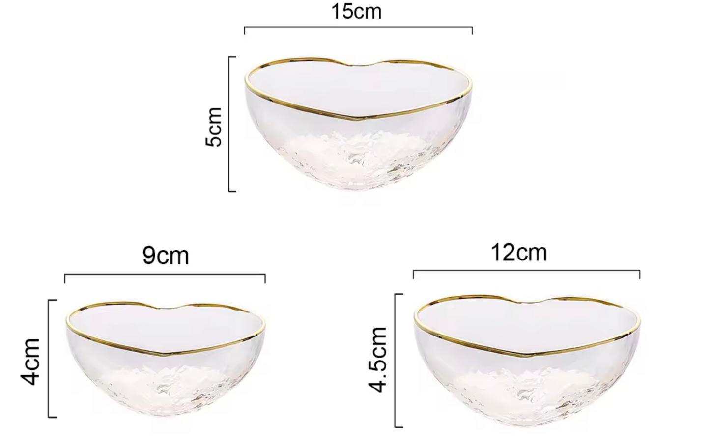 3 Pcs Heart Shape Bowls Set