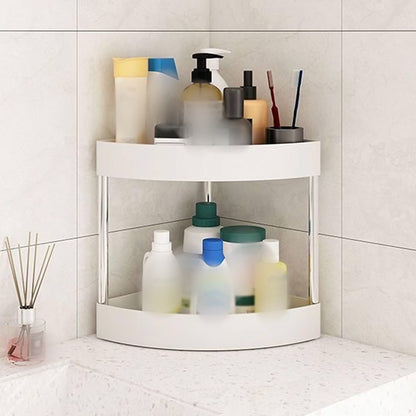 2 Layer White Triangle Shelf Rack