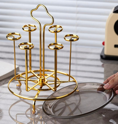 Golden Rotating Glass Stand