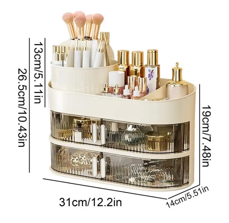 New 2 in 1 Makeup Organizer + Brushes Holder Multi Layer Cosmetics Storage Box