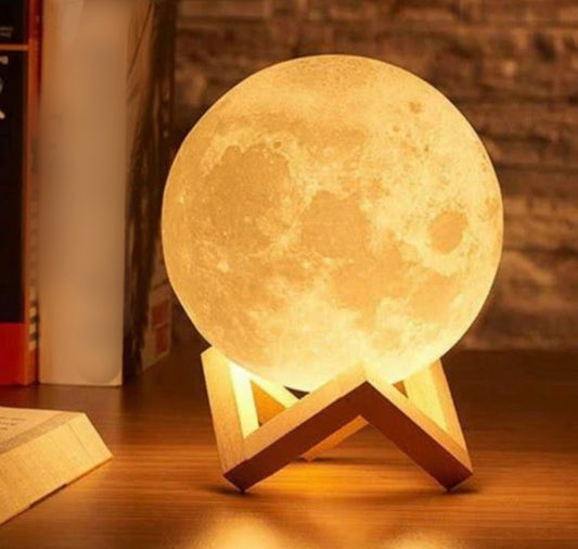 Moon Lamp Rechargeable with 7 Lights & Wooden Stand