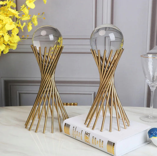 2Pcs Crystal ball Stand Metal