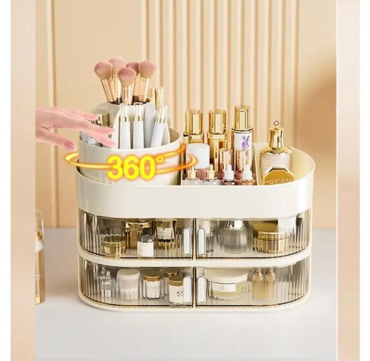 New 2 in 1 Makeup Organizer + Brushes Holder Multi Layer Cosmetics Storage Box