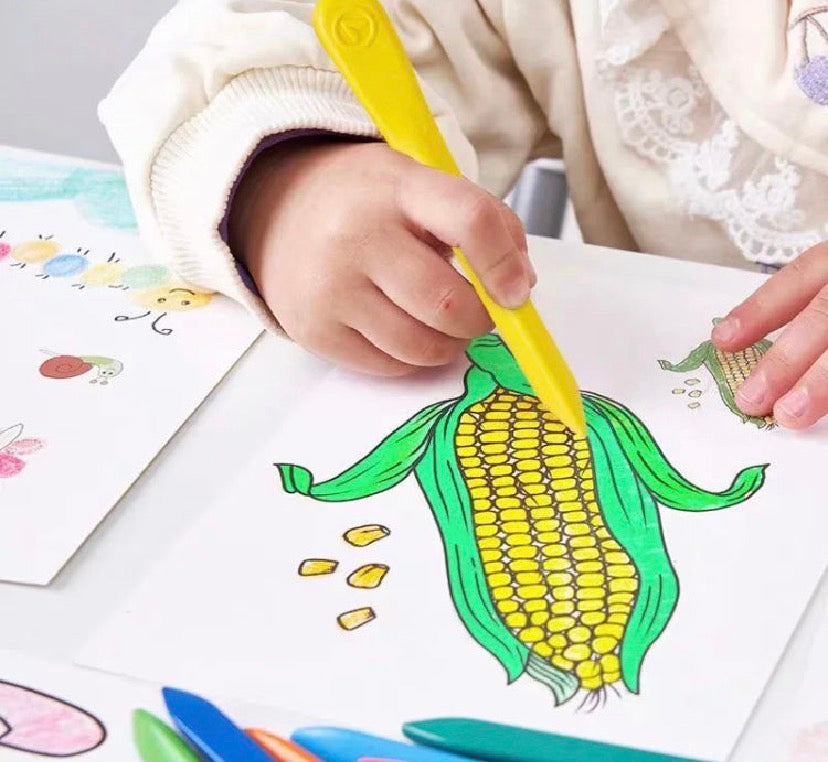 12 Pcs Washable Plastic Crayons for Kids