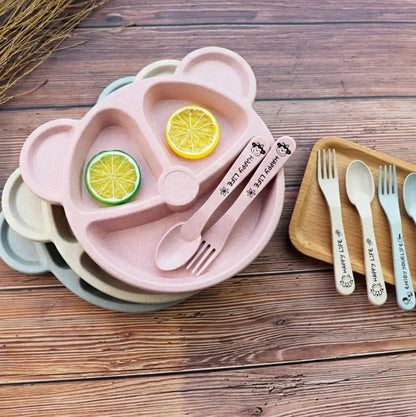 5 Pcs Bear Plate Set With Spoon for Kids