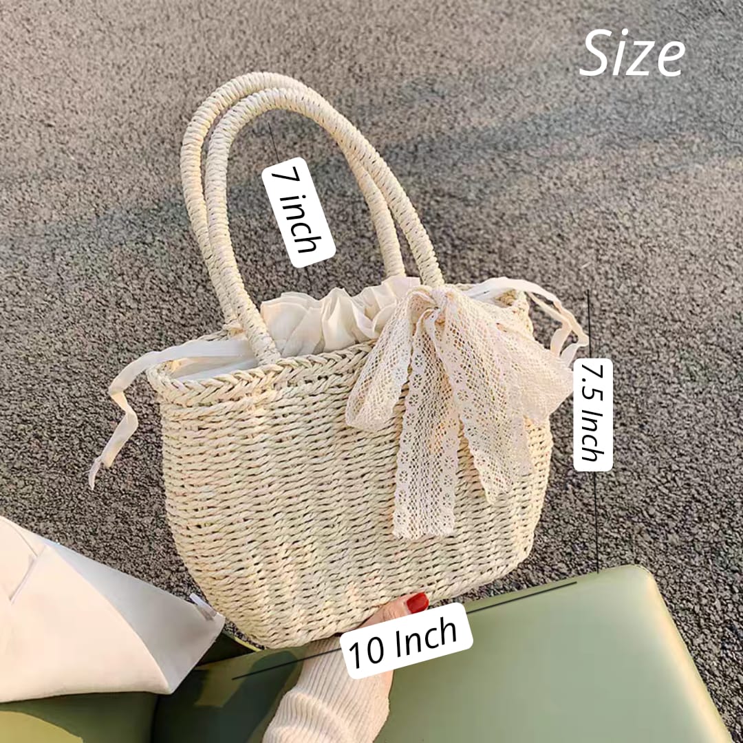 Trendy Bowknot Jute Bag