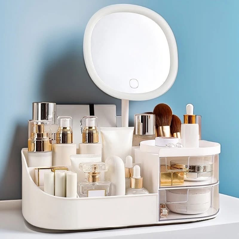 Makeup Cosmetic Organizer with Mirror and Light