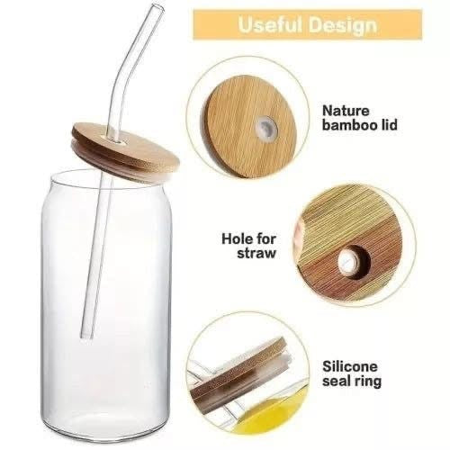 500ml Round Coffee Glass with Straw