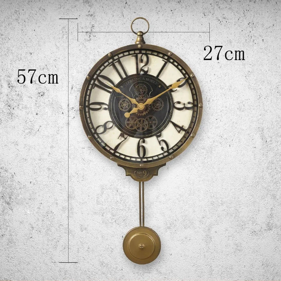 Golden Pendulum Wall Clock for Decor