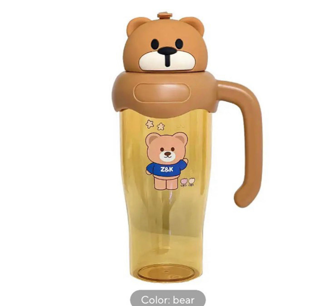 750 ml Bear Panda Tumbler Mug With Handle Straw