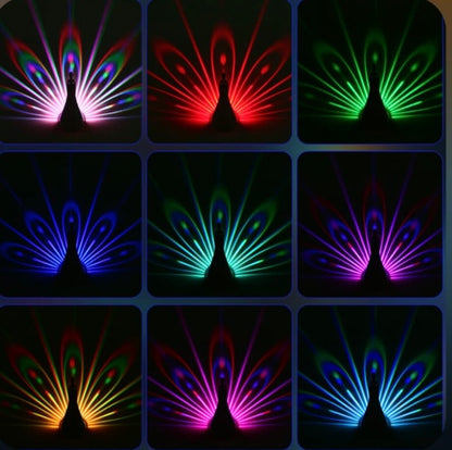 7 Colour Peacock Star Projector Lamp with Remote