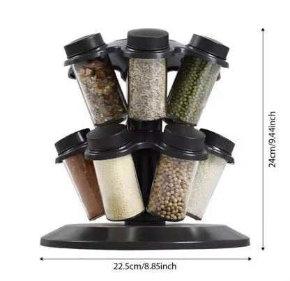 12 Pcs Rotating Glass Spice Jars