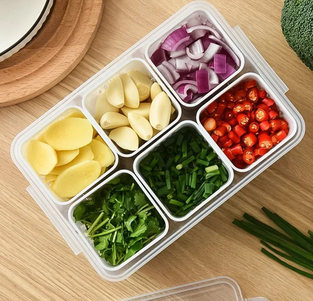 6 Grids Partition Food Container Storage Box