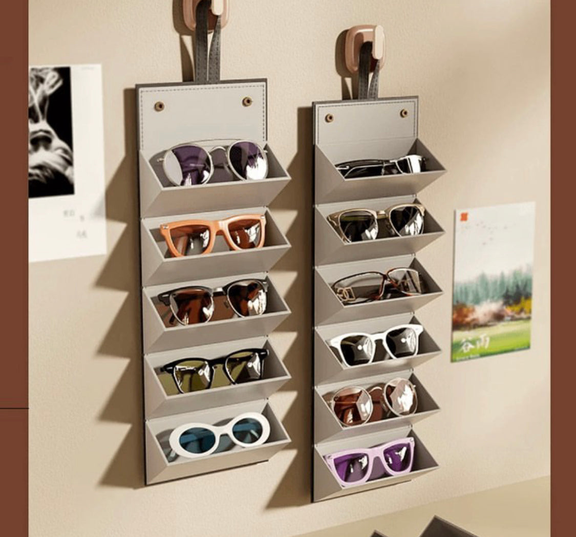 Foldable Leather Sunglasses Organizer Glasses Storage Box