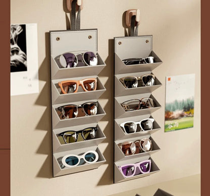 Foldable Leather Sunglasses Organizer Glasses Storage Box