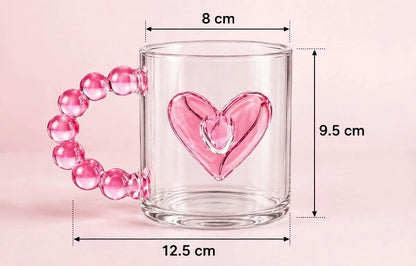 Heart Glass Mug with Beaded Handle