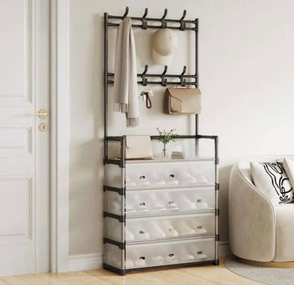Dustproof Shoe Rack with Hanging Hooks