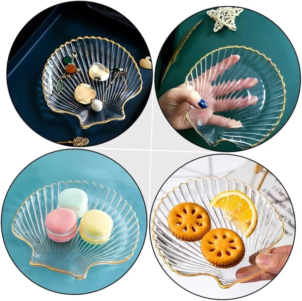 8 Pcs Acrylic Sea Shell Plates with Stand