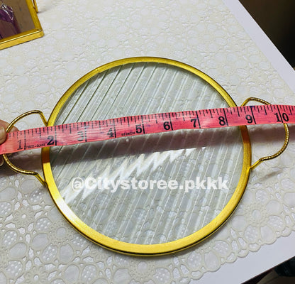 Round Metal Mirror Aesthetic Tray for Vanity Table