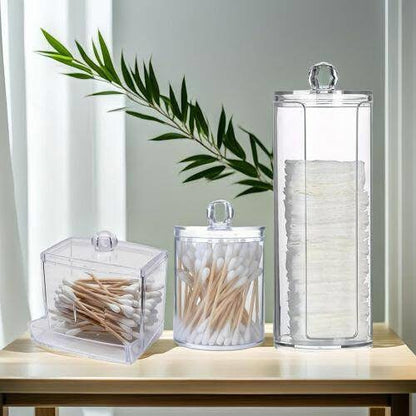 3 Pcs Acrylic Multipurpose Cotton Holder Organizer