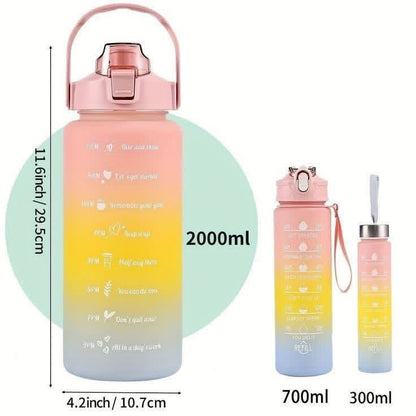 3 Pcs Double Shade Water Bottles Set