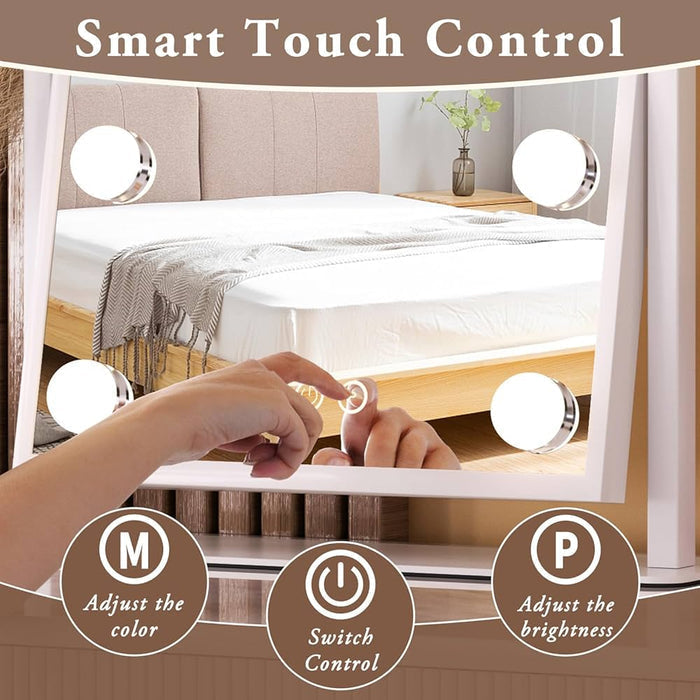 Led Vanity Bulbs Makeup Mirror with 3 Colour Lights