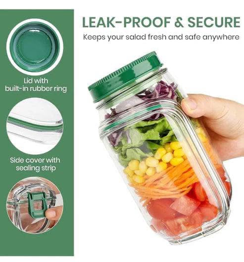 Side Opening Salad Jar with Lid and Fork