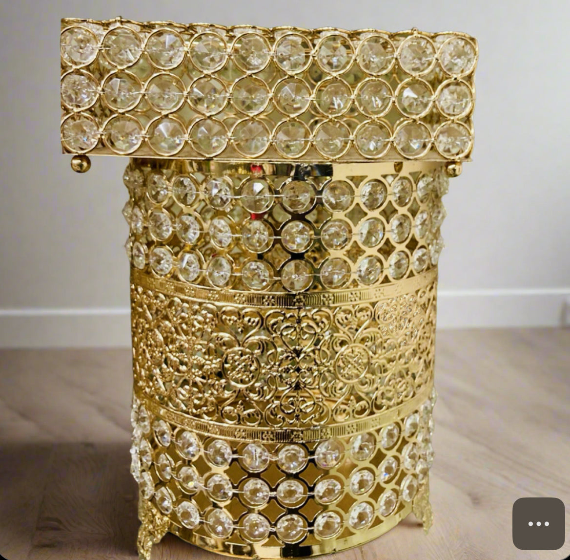 Crystal Metal Dustbin and Tissue Box Set