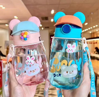 550ml Water Bottle with Straw and Strap