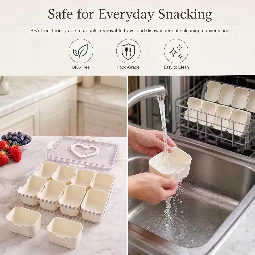 8 Compartments Snack Box with Handle