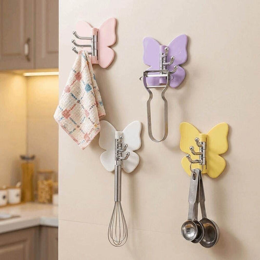 3 Pcs Butterfly Rotation Wall Hooks