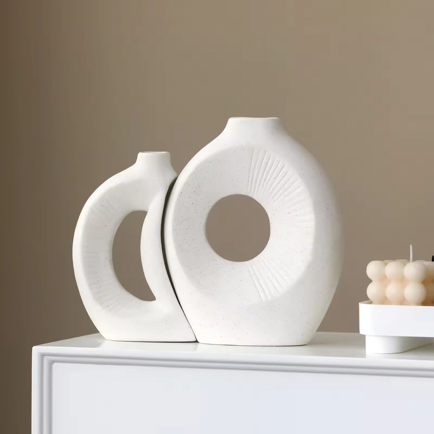 2 Pcs Sun & Moon Ceramic Flower Vase