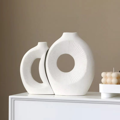 2 Pcs Sun & Moon Ceramic Flower Vase