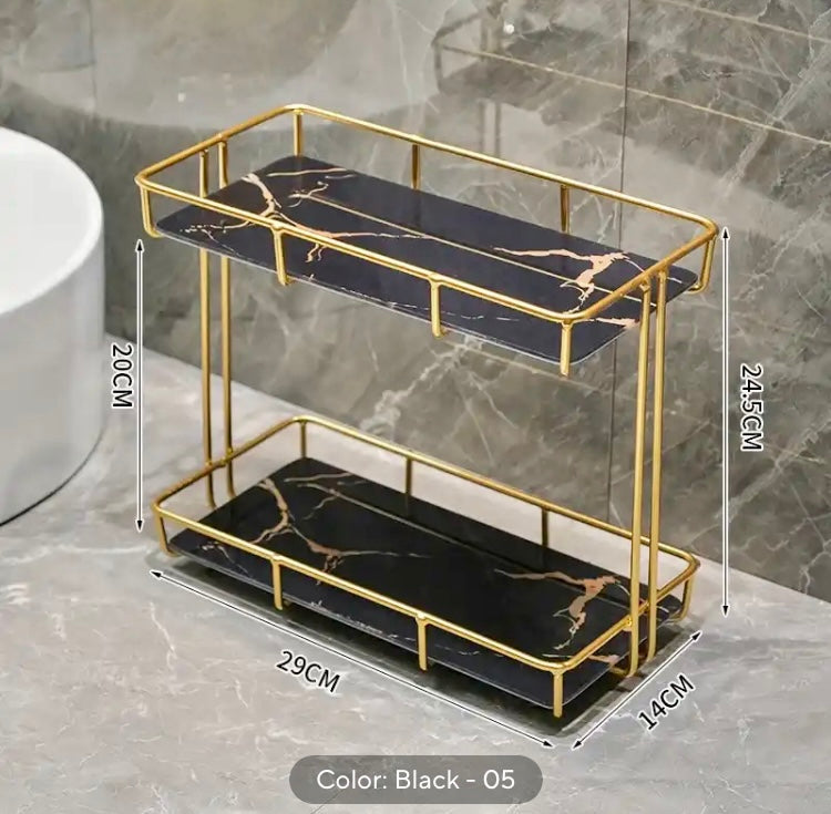 2 Layer Marble Cosmetic Makeup Organizer