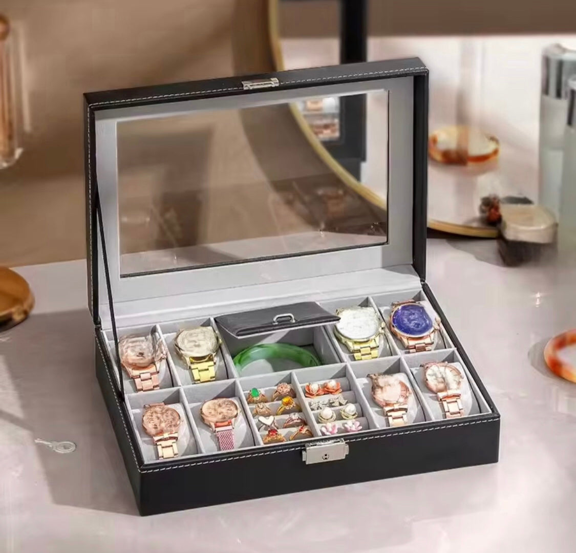 10 Slots Watch and Ring Leather Organizer Box