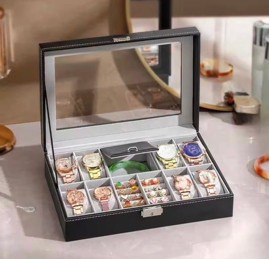 10 Slots Watch and Ring Leather Organizer Box