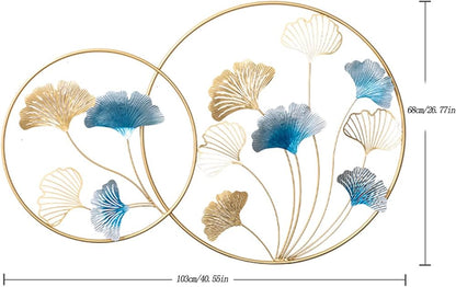Round Metal Golden Leaf Wall Motifs for Home Decor