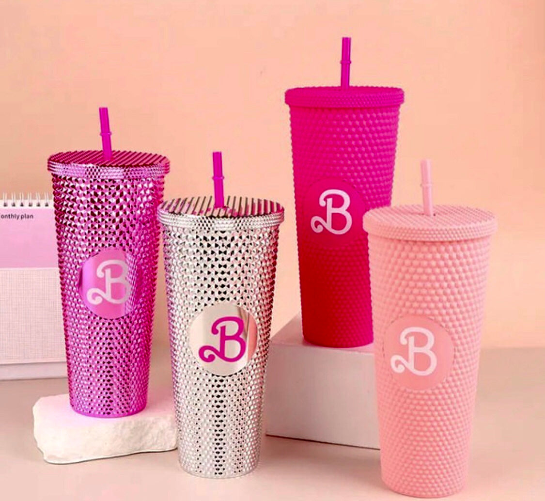 New Large Capacity Barbie Straw Tumbler Glass