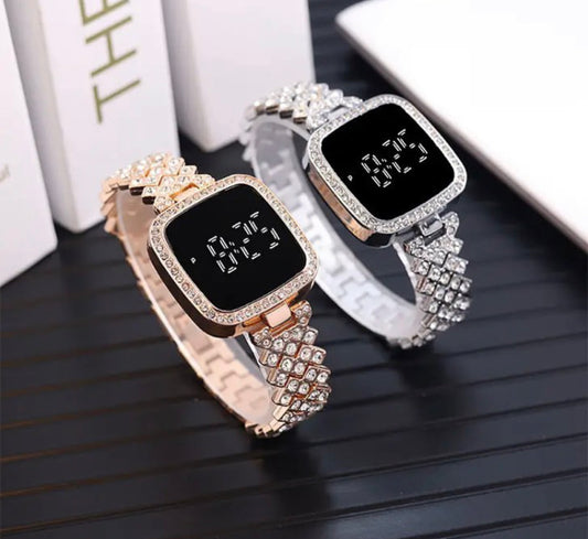 New Women Digital LED Smartwatch Crystal Bracelet