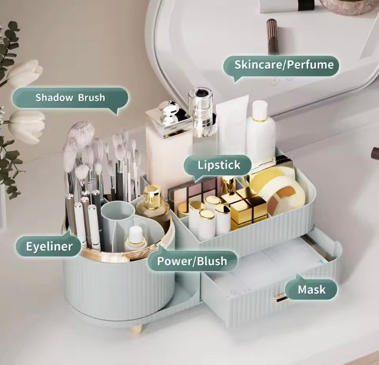 360 Rotation Makeup Organizer with Brush Holder