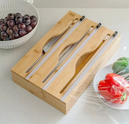 Wooden Wrap Dispenser with Cutter