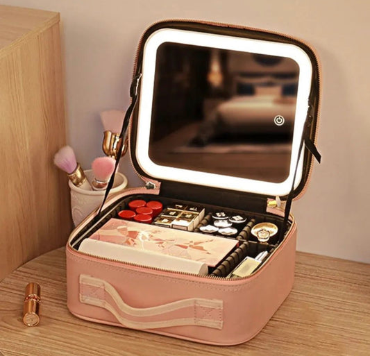 Cosmetic LED Touch Sensor Vanity Bag with Mirror