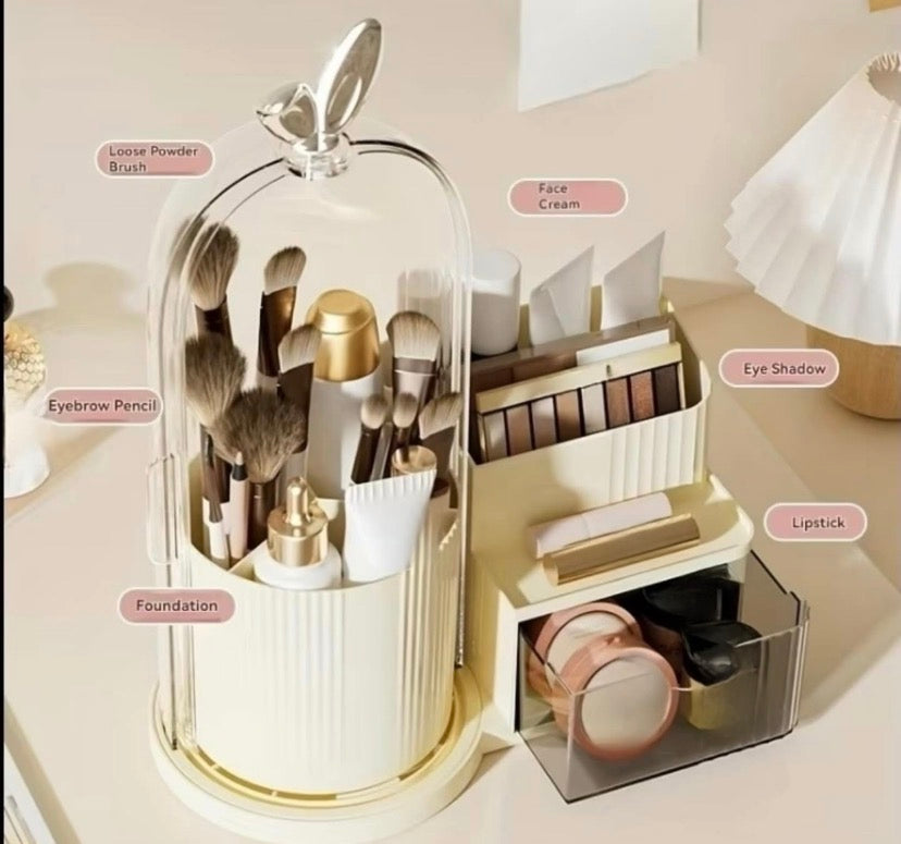 Rotating Brush Holder with Drawer Organizer