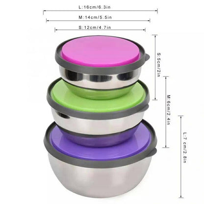 3 Pcs Stainless Steel Bowls Set